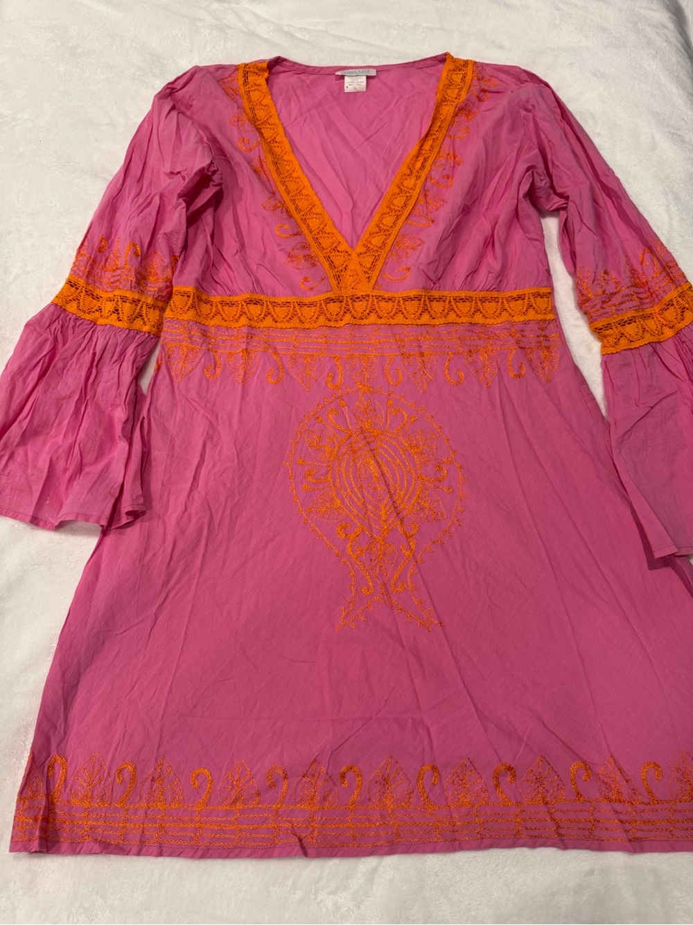 Debbie Katz South Beach Boho Pink Embroidered Swim Coverup